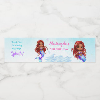 Etiqueta Para Botella De Agua Under the sea - Afro Mermaid Birthday