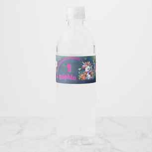 Etiqueta Para Botella De Agua Unicornio Floral Mágico Cumpleaños 1er año Niña