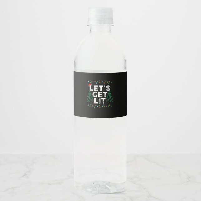 Etiqueta Para Botella De Agua Vamos a recibir regalos de Navidades divertidos qu (Anverso)