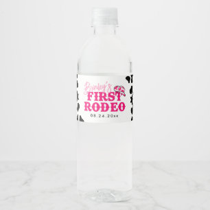 Etiqueta Para Botella De Agua Vaquera Disco Rosa Primer Rodeo