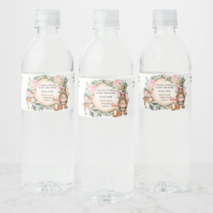 Etiqueta Para Botella De Agua Vegetación floral rosa Woodland Baby Shower favor