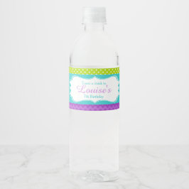 Etiqueta Para Botella De Agua Verde de pavo real y morado