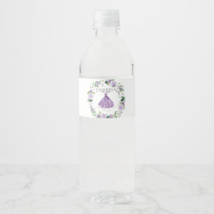 Etiqueta Para Botella De Agua Vestido de Flores Moradas Cumple Dulces 16