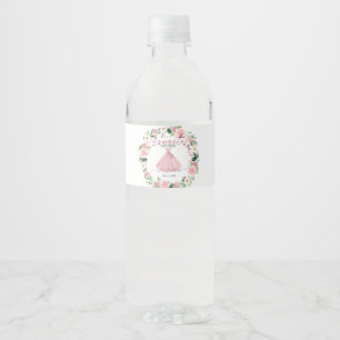 Etiqueta Para Botella De Agua Vestido floral de color rosa dorado para dulces 16