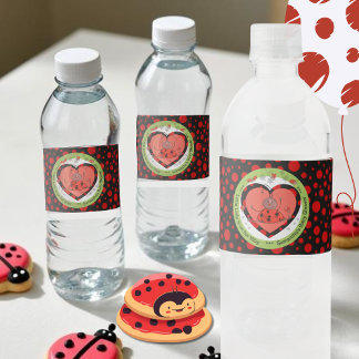 Etiqueta Para Botella De Agua Vibrant Ladybug Polka Dot Water Bottle Label 