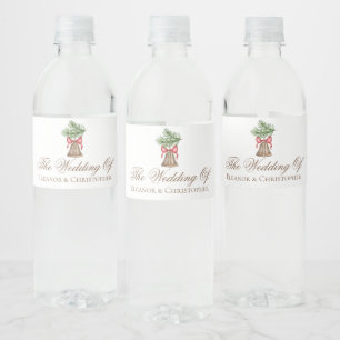 Etiqueta Para Botella De Agua Vintage Christmas Bell Minimalista Boda de vacacio