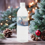 Etiqueta Para Botella De Agua Vintage Christmas Express en arte navideño de niev<br><div class="desc">Vintage Christmas Express en la etiqueta de botella de agua de la festividad de nieve.</div>