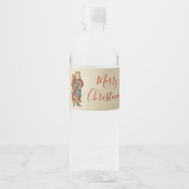Etiqueta Para Botella De Agua Vintage Christmas Old World Santa Claus