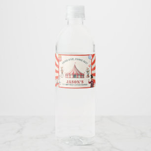 Etiqueta Para Botella De Agua Vintage Circus Carnival Birday