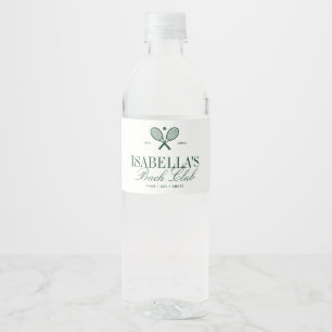 Etiqueta Para Botella De Agua Vintage Club de Tenis Despedida de Soltera