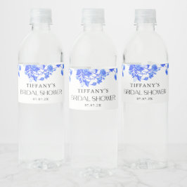 Etiqueta Para Botella De Agua Vintage French Toile Blue Floral Bridal Shower