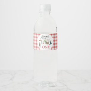 Etiqueta Para Botella De Agua Vintage Red O-Fish-Ally Un primer cumpleaños