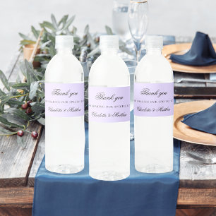 Etiqueta Para Botella De Agua Violet lavender elegante boda de guiones gracias