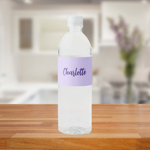 Etiqueta Para Botella De Agua Violeta nombre de escritura en púrpura