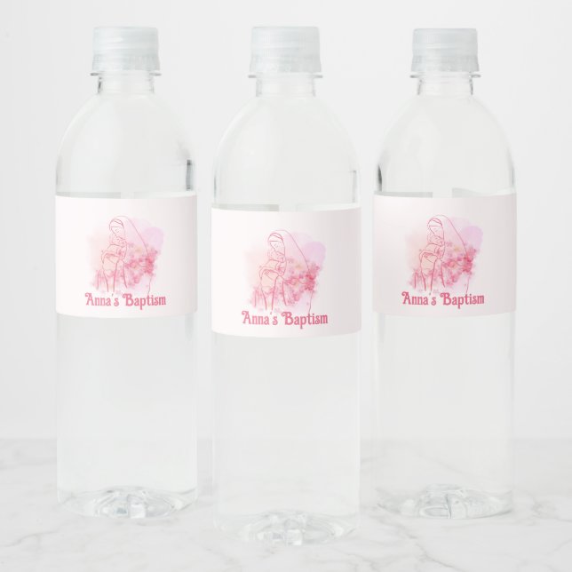 Etiqueta Para Botella De Agua Virgen Floral Rosa María Jesús Bautismo Personaliz (Botellas)