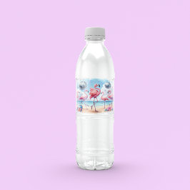 Etiqueta Para Botella De Agua ¡Viva el Flamenco! Fiesta de Cumpleaños en la Play