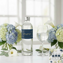 Etiqueta Para Botella De Agua Water Bottle Label Chic Navy Gold 80th Birthday