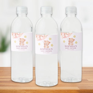 Etiqueta Para Botella De Agua Watercolor Bear Baby Shower Girl