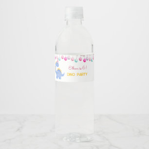 Etiqueta Para Botella De Agua Watercolor Dino fiesta cumpleaños de niños