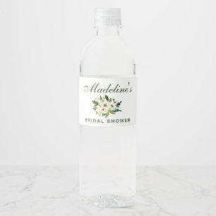 Etiqueta Para Botella De Agua Watercolor Floral Green Bridal Shower