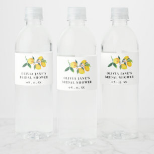 Etiqueta Para Botella De Agua Watercolor Lemon Bridal Shower Etiqueta de botella