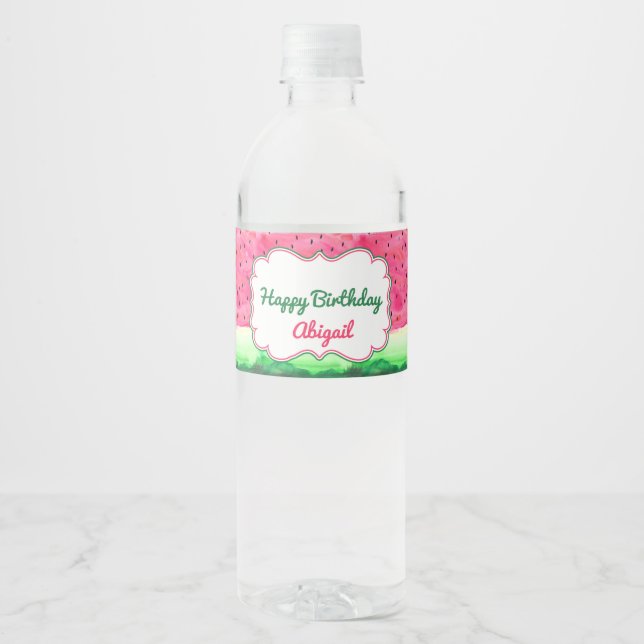 Etiqueta Para Botella De Agua Watermelon Happy Birthday Water Botlabel (Anverso)
