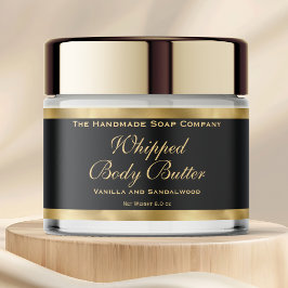 Etiqueta Para Botella De Agua Waterproof Body Butter Jar Label Black & Gold Foil