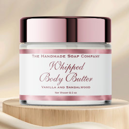 Etiqueta Para Botella De Agua Waterproof Body Butter Jar Label White & Pink Foil