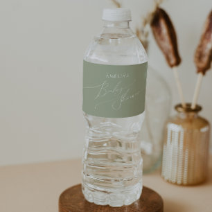 Etiqueta Para Botella De Agua Whimsical Sage Green Baby Shower