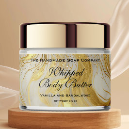 Etiqueta Para Botella De Agua Whipped Body Butter Jar Label Ivory Gold Glitter