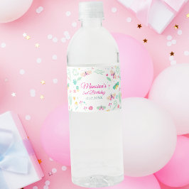 Etiqueta Para Botella De Agua White Pastel Butterfly Girl’s Garden Drink Wrap