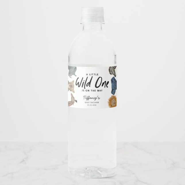 Etiqueta Para Botella De Agua Wild One Safari Baby Shower (Anverso)