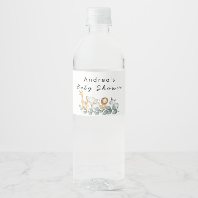Etiqueta Para Botella De Agua Wild One Zoo Baby Shower (Anverso)