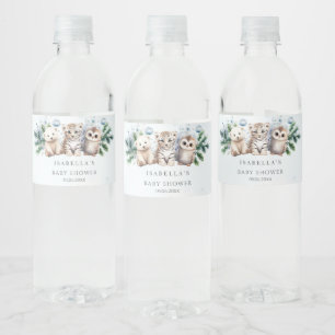 Etiqueta Para Botella De Agua Winter Woodland Animals Baby Shower