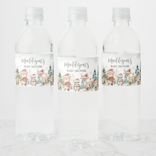 Etiqueta Para Botella De Agua Winter Woodland Animals Baby Shower