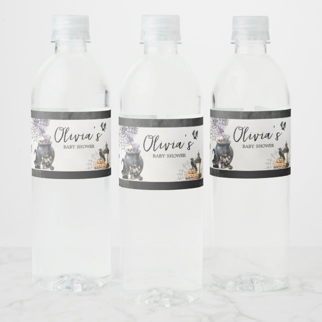 Etiqueta Para Botella De Agua Witch Cauldron Baby está preparando Baby Shower (Botellas)
