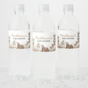 Etiqueta Para Botella De Agua Woodland Animals Adventure espera Baby Shower