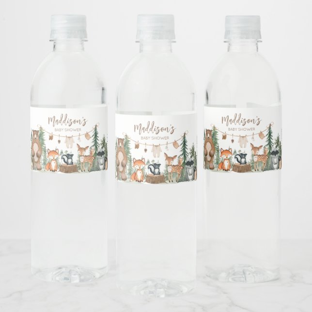 Etiqueta Para Botella De Agua Woodland Animals Adventure espera Baby Shower (Botellas)