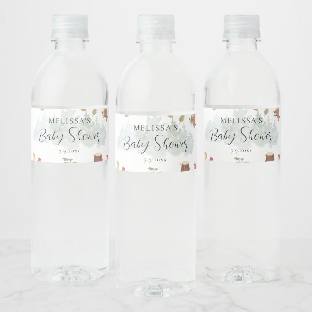 Etiqueta Para Botella De Agua Woodland Animals Fall Baby Shower (Botellas)