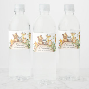 Etiqueta Para Botella De Agua Woodland Animals Greenery Baby Shower Primer cumpl