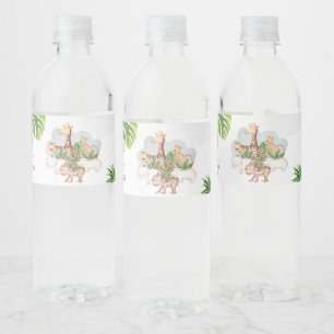 Etiqueta Para Botella De Agua Woodland Animals Jungle Greenery Baby Shower