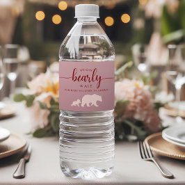 Etiqueta Para Botella De Agua Woodland Bear Baby Shower Pink