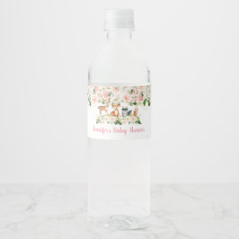 Etiqueta Para Botella De Agua Woodland Chica Pink Floral Baby Shower