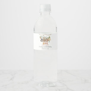 Etiqueta Para Botella De Agua Woodland One Happy Camper First Birday