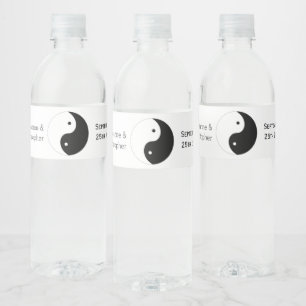 Etiqueta Para Botella De Agua Yin Yang Boda De Diseño Blanco Y Negro
