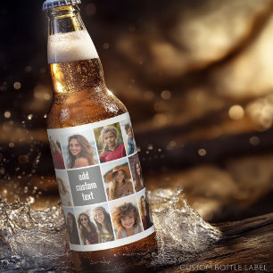 Etiqueta Para Botella De Cerveza 11 Colaje de Fotos - Cuadrícula Mínima con Texto
