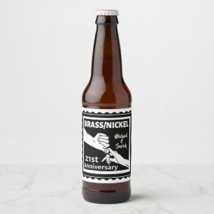 Etiqueta Para Botella De Cerveza 21° aniversario boda níquel de latón tradicional