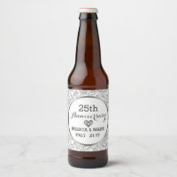 25° Aniversario Boda de damascos plateados y blanc