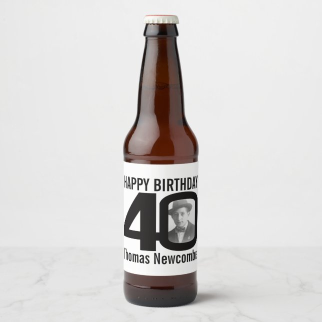 Etiqueta Para Botella De Cerveza 40.ª etiqueta con el nombre de la foto del persona (Anverso)