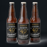 Etiqueta Para Botella De Cerveza 40.º cumpleaños Black Gold Legendary Funny<br><div class="desc">Una etiqueta personalizada y elegante para botellas de cerveza que es fácil de personalizar para esa fiesta especial de cumpleaños.</div>